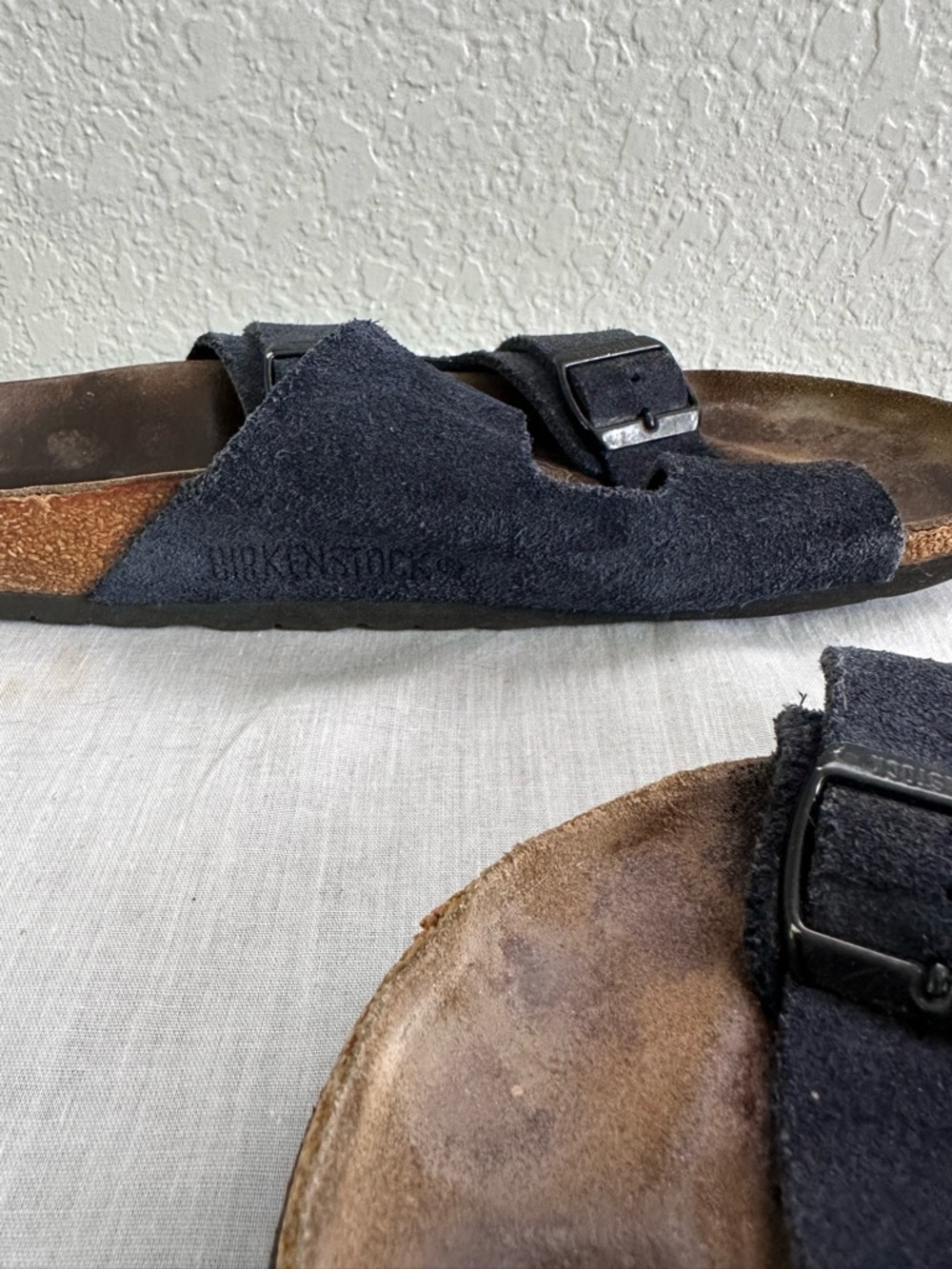 Birkenstock Arizona Soft Footbed Sandals Navy Suede Size 41 US Men 8 Women 10 - Picture 9 of 11
